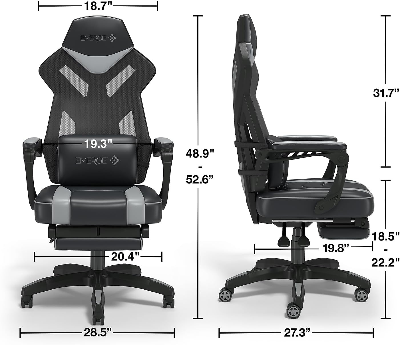 image:imageStaples Emerge Vomax Gaming Chair Ergonomic Adjustable Height Swivel Black