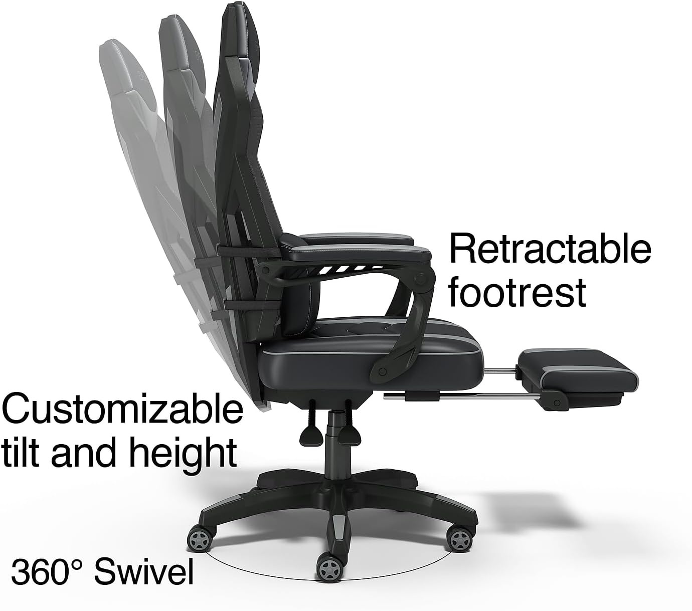 image:imageStaples Emerge Vomax Gaming Chair Ergonomic Adjustable Height Swivel Black