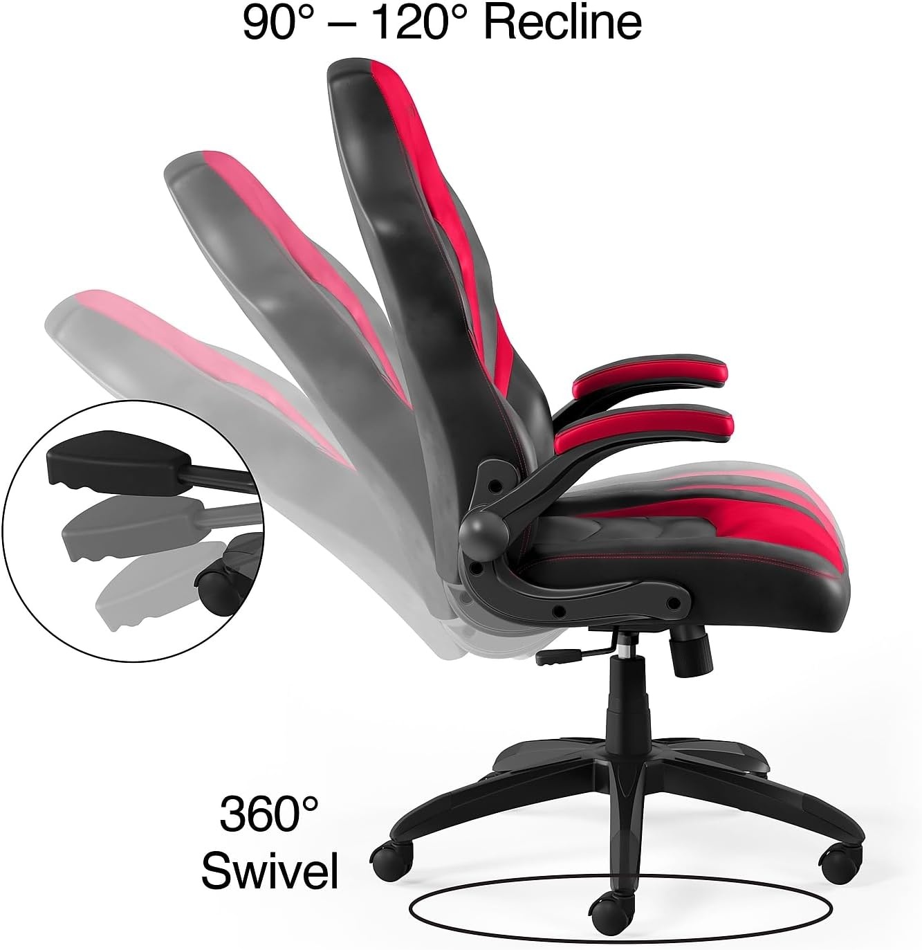image:imageStaples Emerge Vortex Gaming Chair Ergonomic Adjustable Height Swivel Black 2Pack