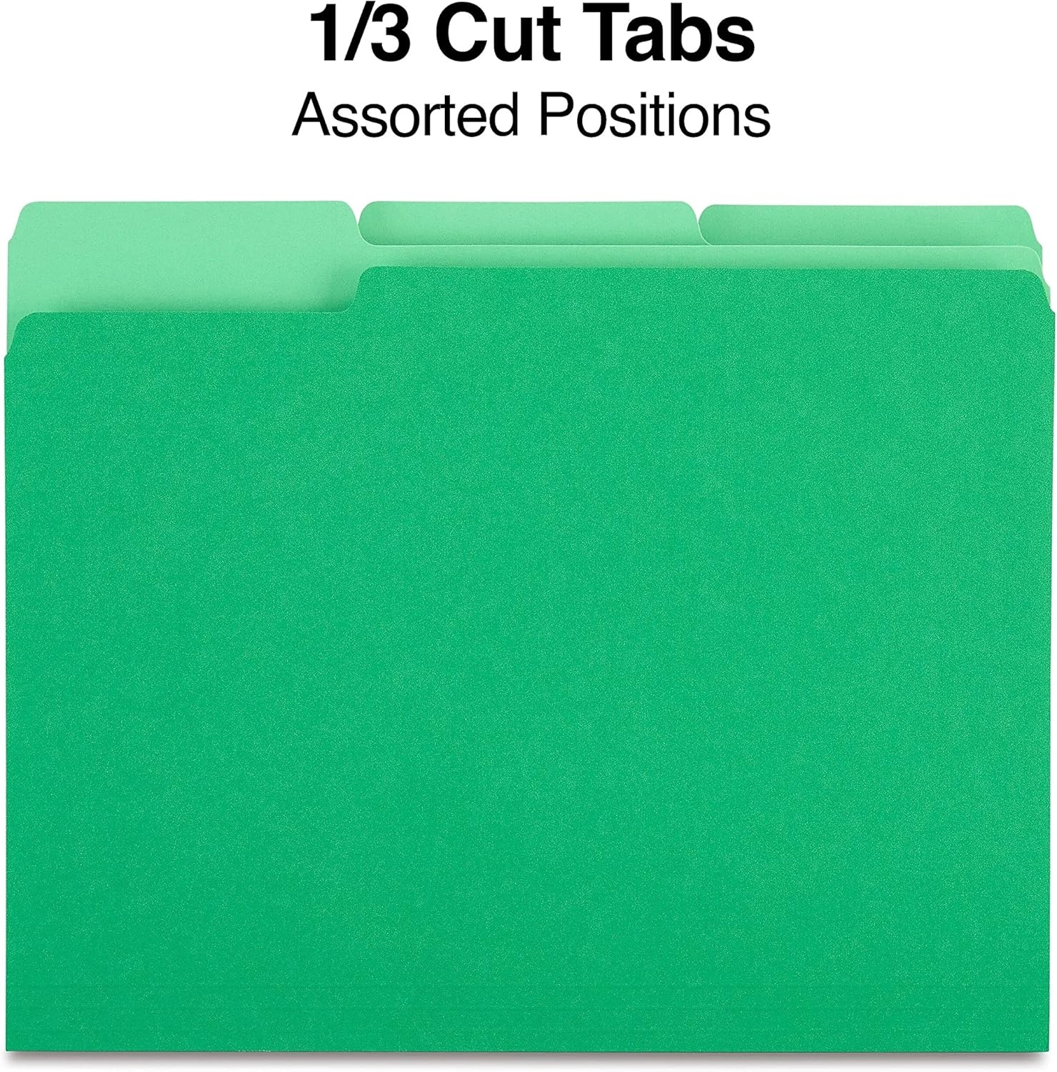 image:imageStaples File Folders Letter Size 13Cut Tabs Assorted Colors Durable 105Point Paper Stock 100PackGreen