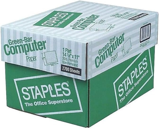 image:imageStaples Green Bar Computer Paper 14 78 x 11 20lb 2700Box For Office School amp Home