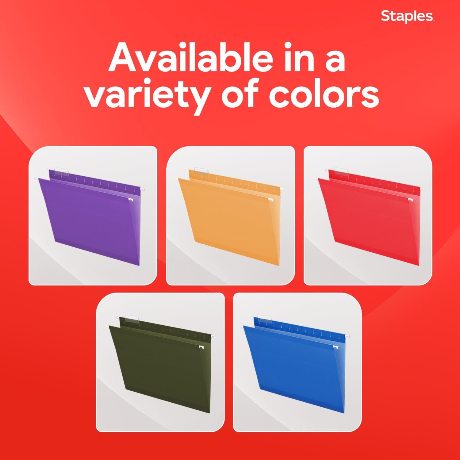image:imageStaples Hanging File Folders Letter Size Purple 15Cut Tabs TearResistant Includes Tabs amp Inserts 25PackPurple
