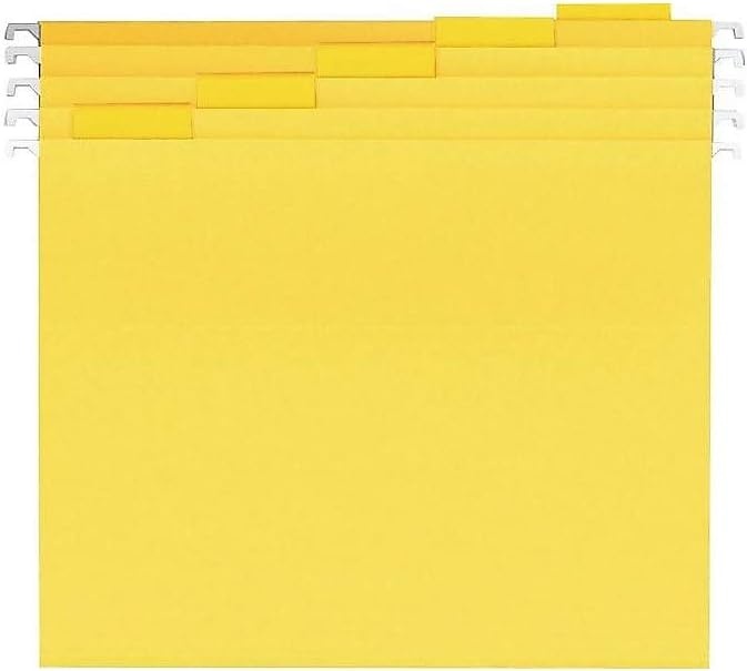 image:imageStaples Hanging File Folders Letter Size Purple 15Cut Tabs TearResistant Includes Tabs amp Inserts 25PackYellow