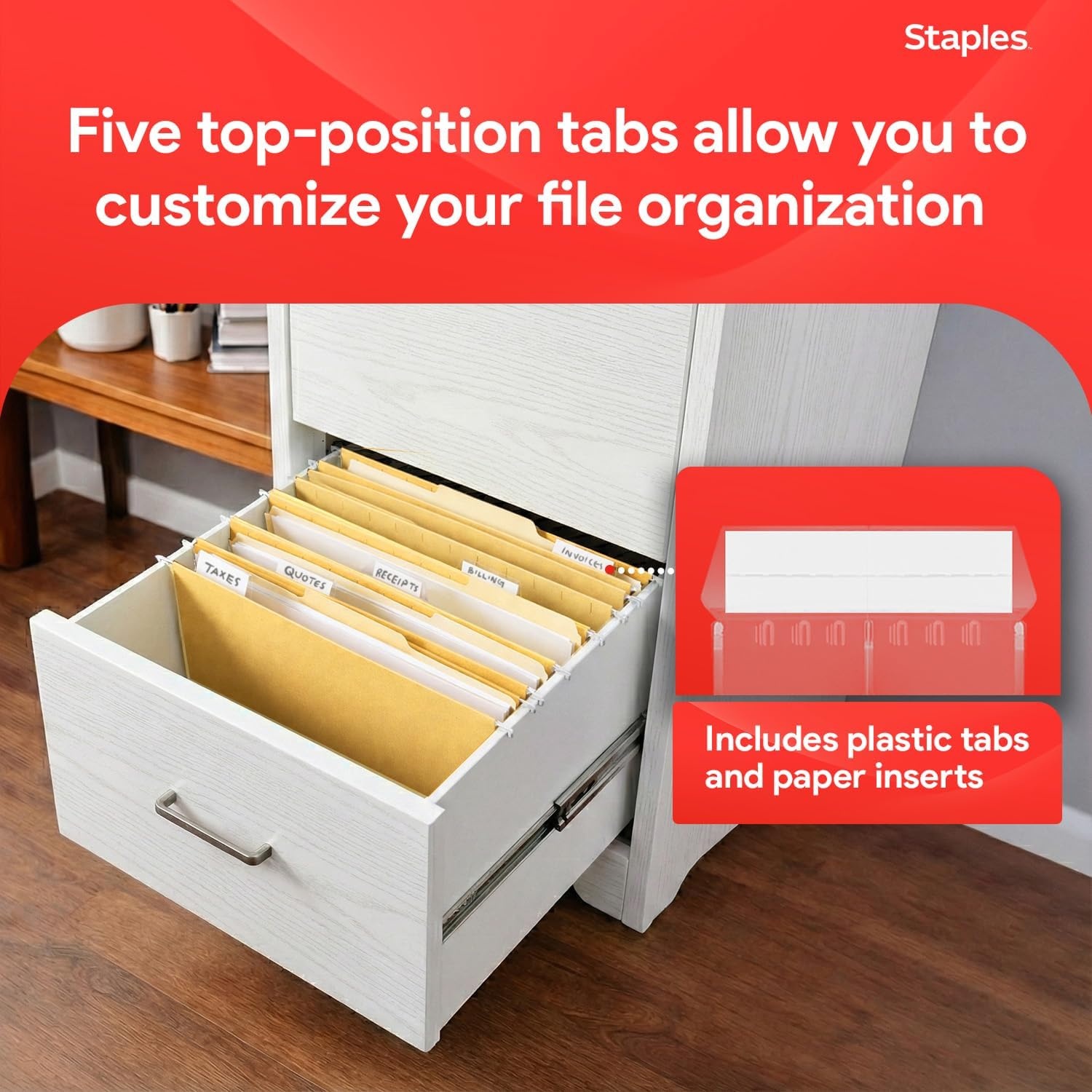 image:imageStaples Hanging File Folders Letter Size Purple 15Cut Tabs TearResistant Includes Tabs amp Inserts 25PackYellow