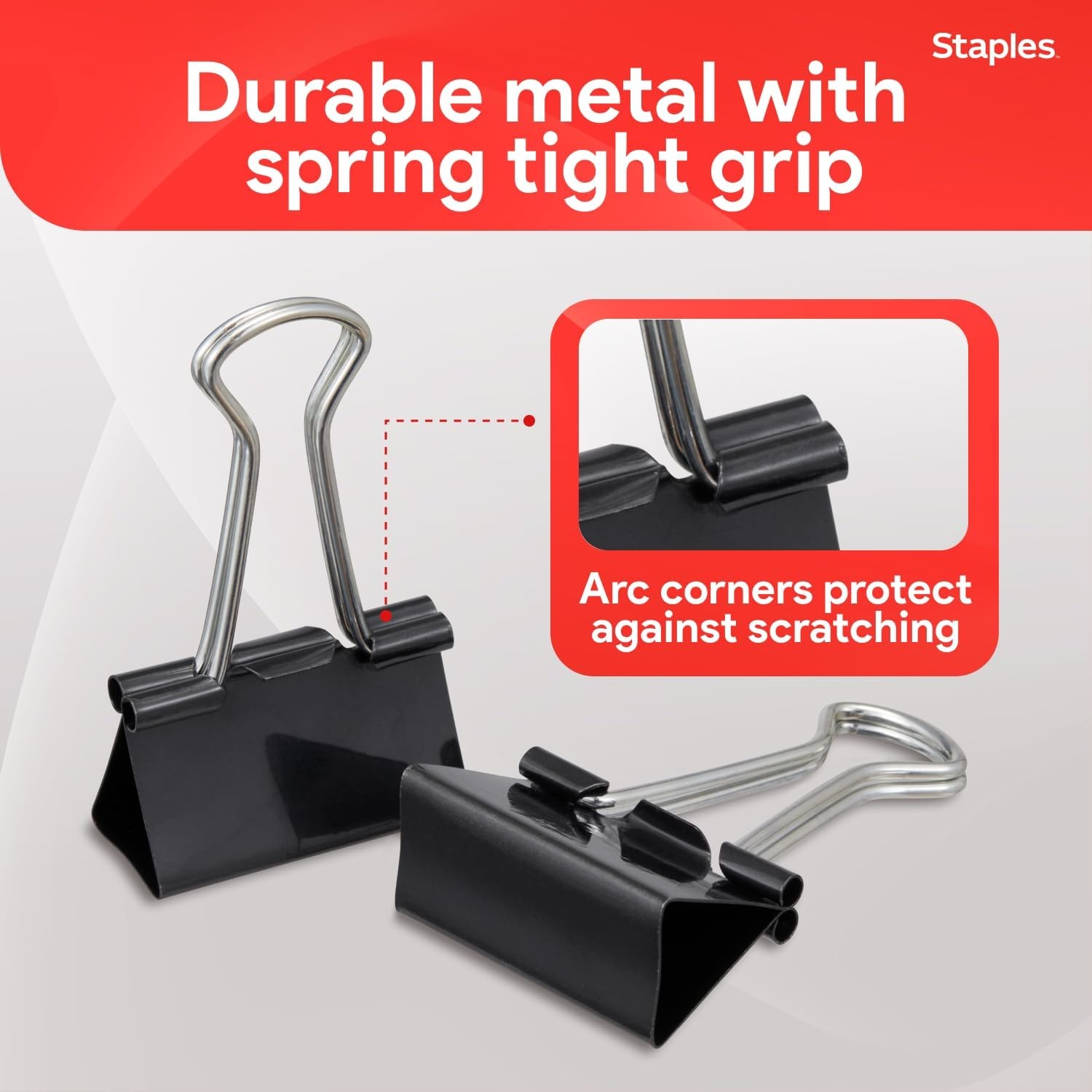 image:imageStaples Medium Binder Clips 063 Capacity Black 144 ClipsPack ST32003144 Pack