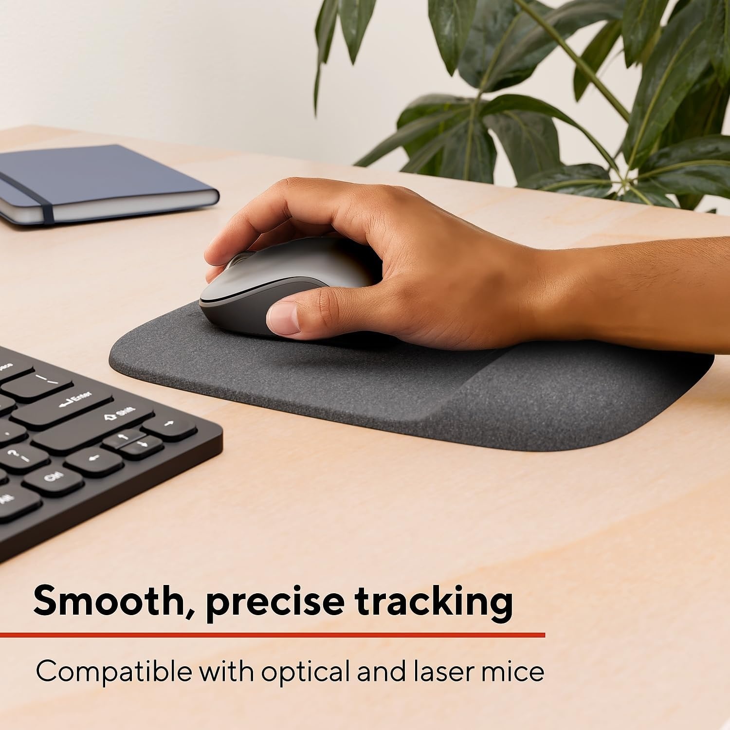 image:imageStaples Mouse Pad with Gel Wrist Rest Ergonomic NonSlip Base Soft Wrist Support for Comfortable Typing amp Precise Mouse Control Black 53326Gray