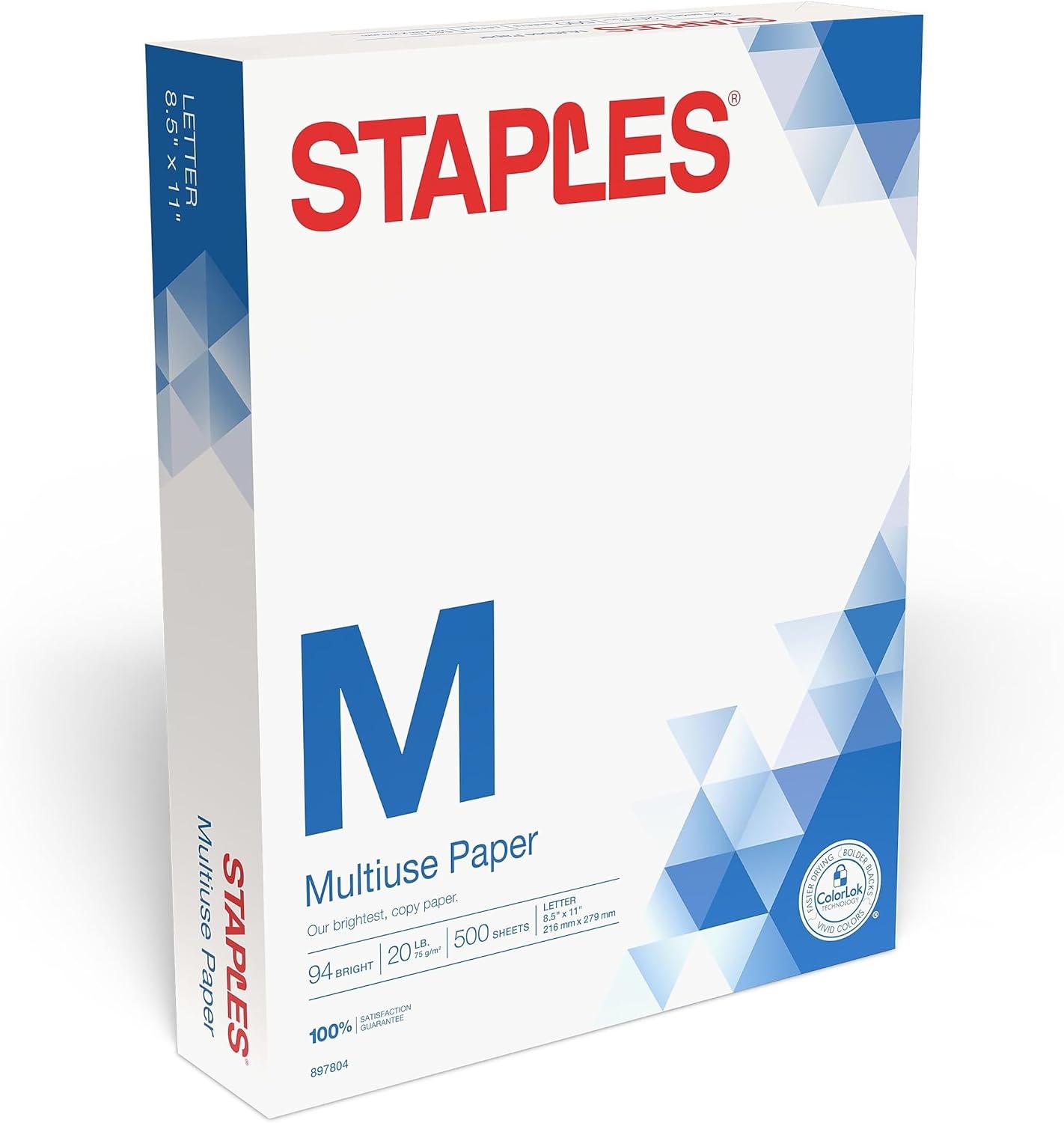 image:imageStaples Multiuse 85Inch X 11Inch Copy Paper 20 Lbs 94 Brightness 500Rm 5 RmCt1 500 Sheets