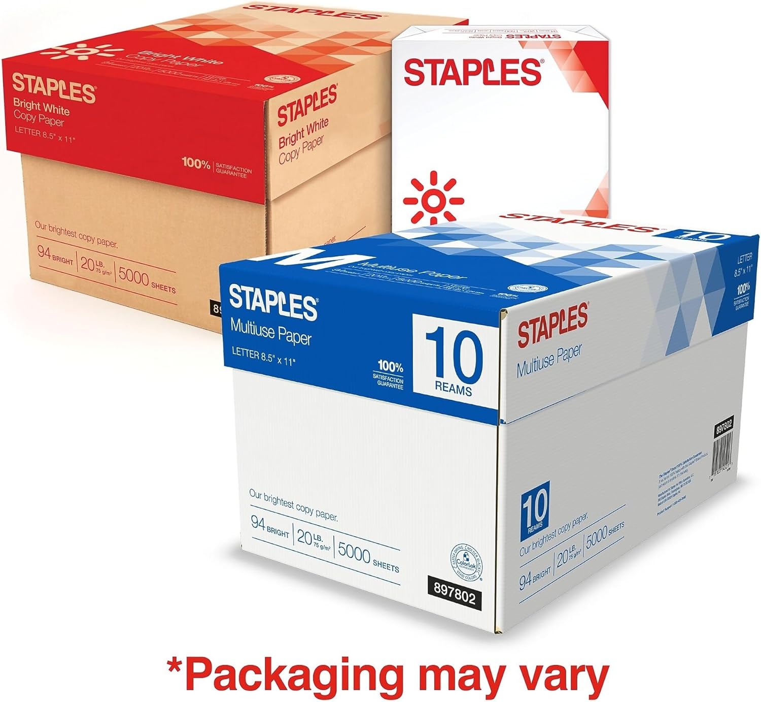 image:imageStaples Multiuse 85Inch X 11Inch Copy Paper 20 Lbs 94 Brightness 500Rm 5 RmCt5 000 Sheets