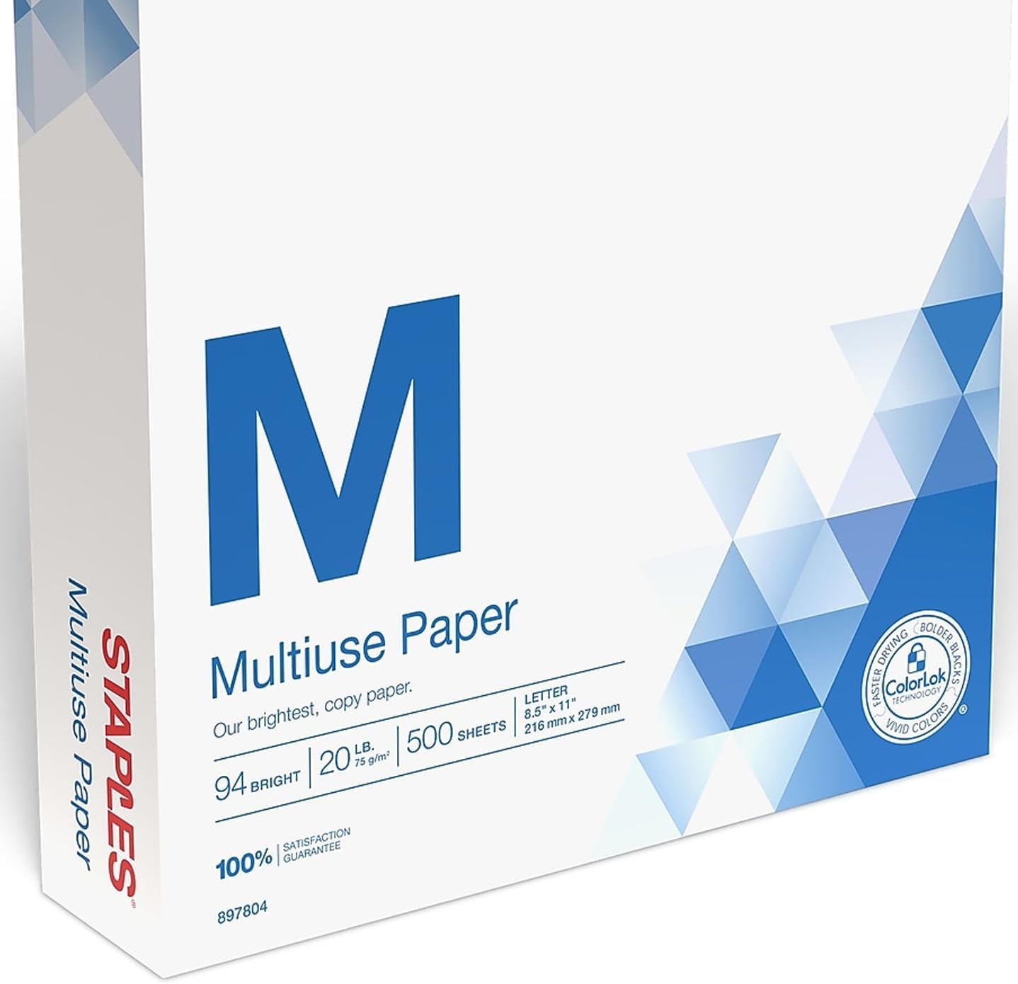 image:imageStaples Multiuse 85Inch X 11Inch Copy Paper 20 Lbs 94 Brightness 500Rm 5 RmCt500 Sheets