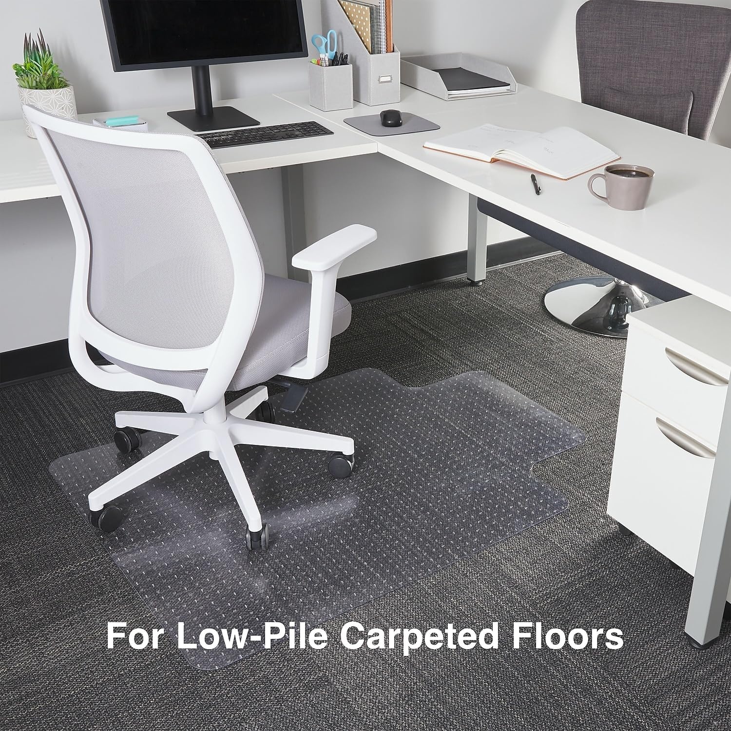 image:imageStaples Office Chair Mat Clear Floor Mats with Lip FlatPile Carpets Extended UnderDesk Coverage 355 x 475 Inch Smooth Glide36 x 48