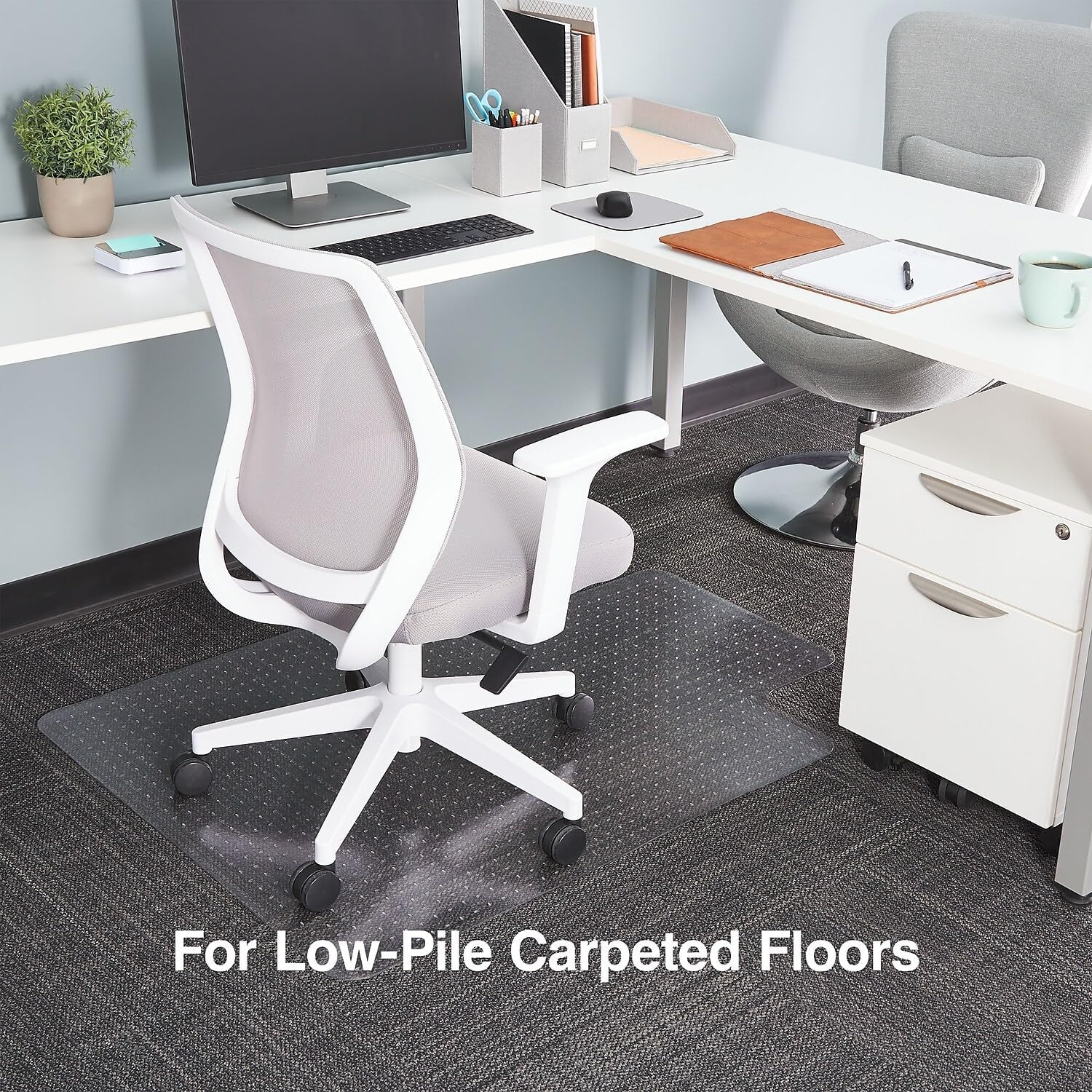 image:imageStaples Office Chair Mat Clear Floor Mats with Lip FlatPile Carpets Extended UnderDesk Coverage 355 x 475 Inch Smooth Glide36 x 48