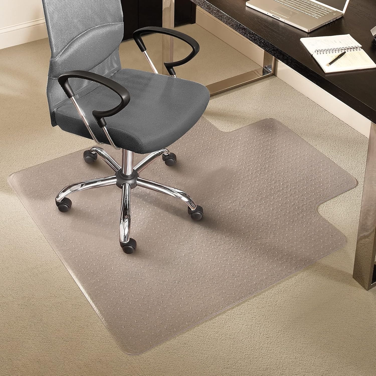image:imageStaples Office Chair Mat Clear Floor Mats with Lip FlatPile Carpets Extended UnderDesk Coverage 355 x 475 Inch Smooth Glide45 x 53
