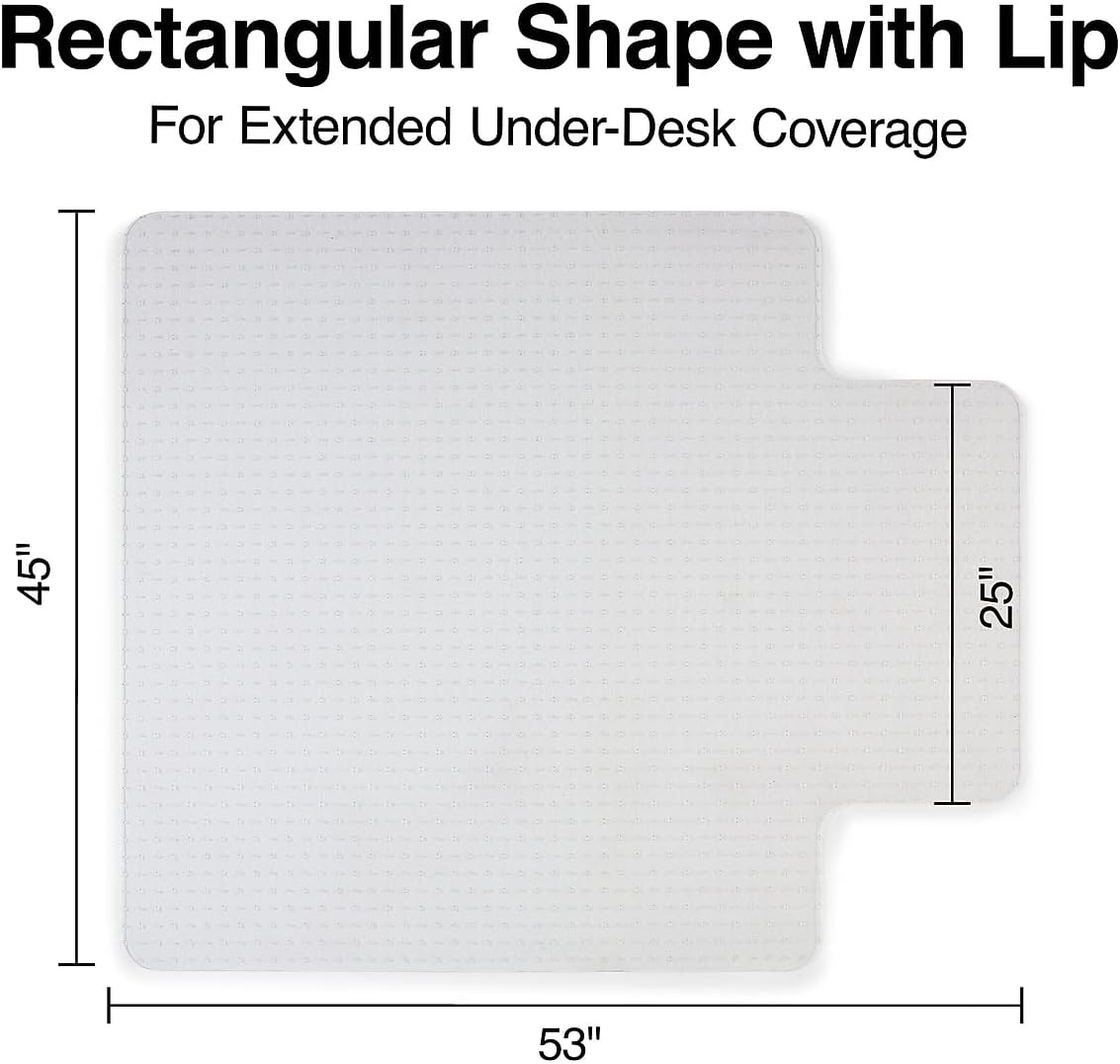 image:imageStaples Office Chair Mat Clear Floor Mats with Lip FlatPile Carpets Extended UnderDesk Coverage 355 x 475 Inch Smooth Glide45 x 53