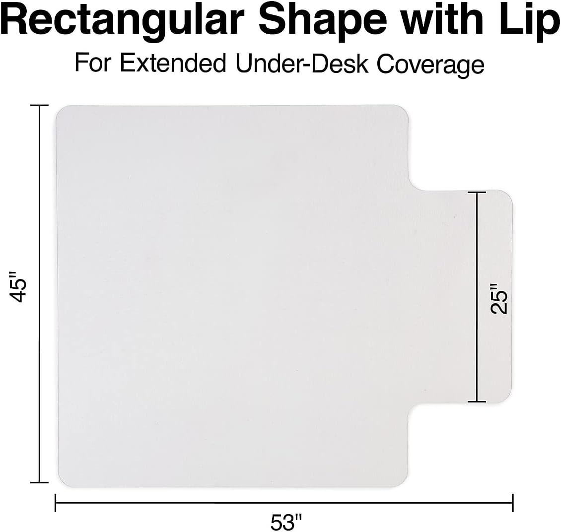 image:imageStaples Office Chair Mat Clear Floor Mats with Lip FlatPile Carpets Extended UnderDesk Coverage 355 x 475 Inch Smooth Glide45 x 53