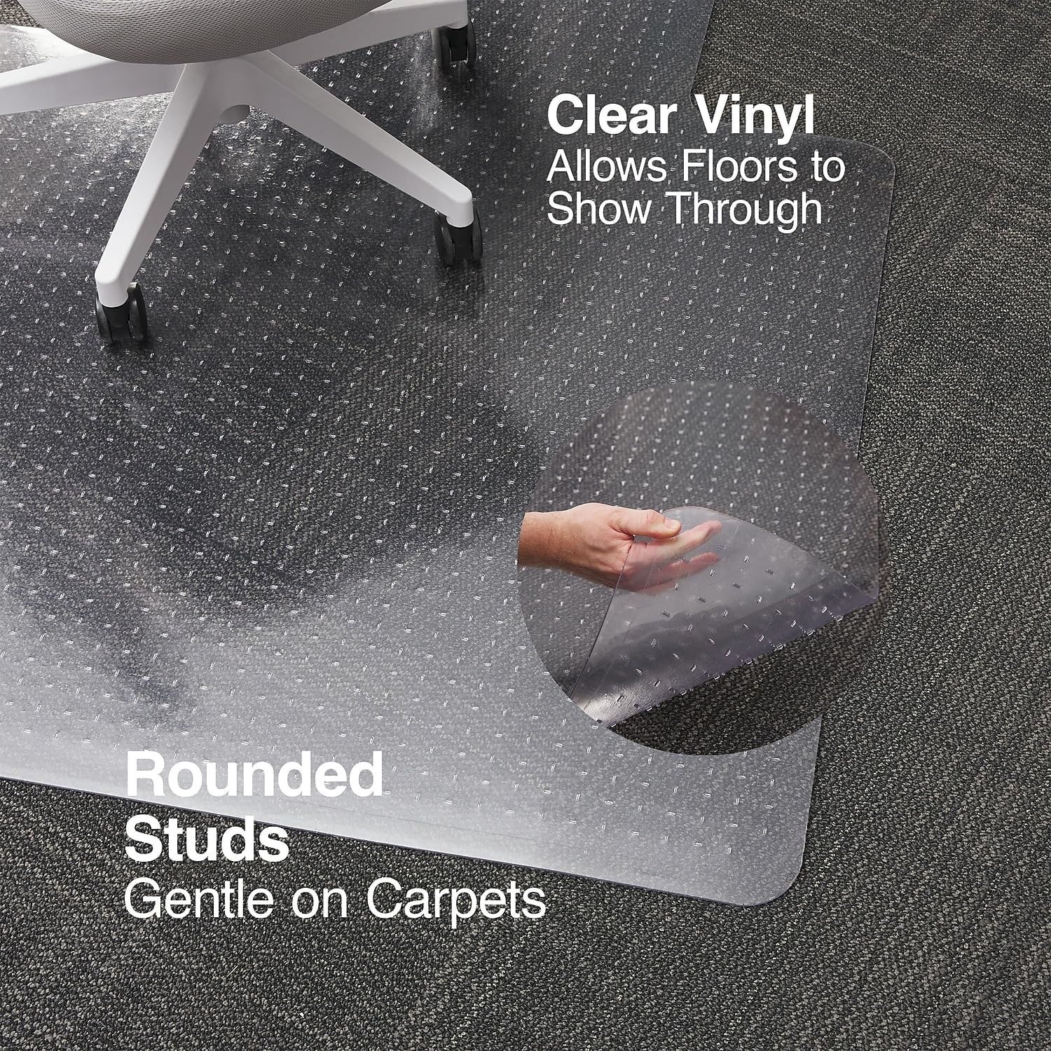 image:imageStaples Office Chair Mat Clear Floor Mats with Lip FlatPile Carpets Extended UnderDesk Coverage 355 x 475 Inch Smooth Glide45 x 53