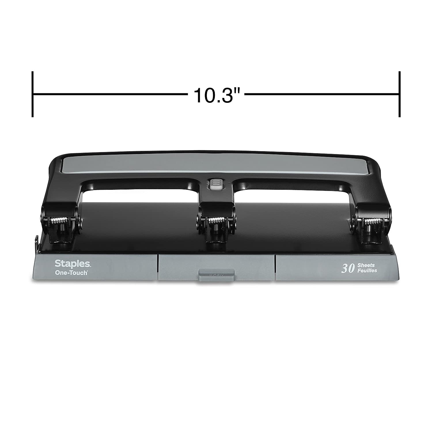 image:imageStaples OneTouch HeavyDuty 3Hole Punch 30Sheet Capacity Black LowForce Punch