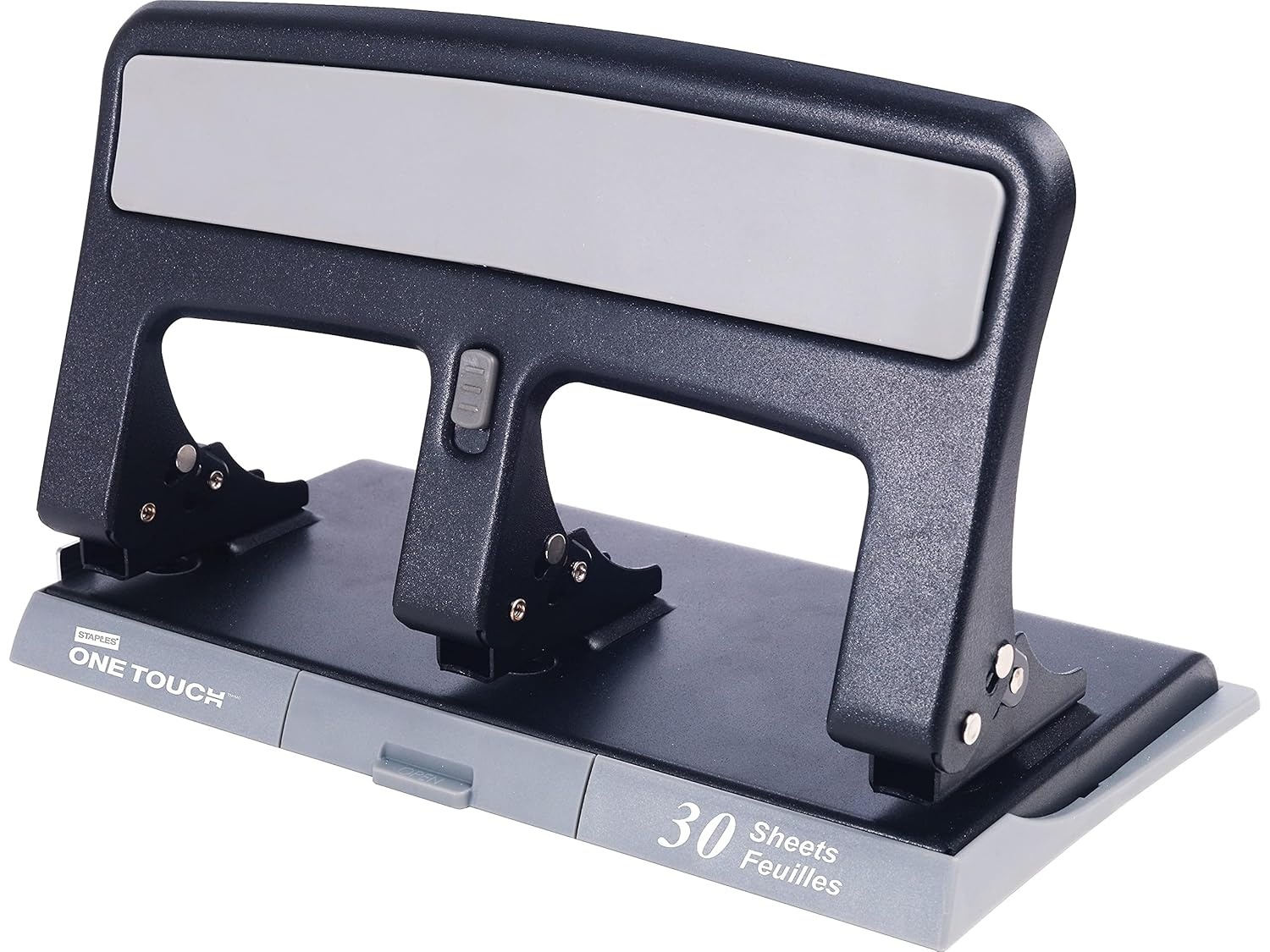 image:imageStaples OneTouch HeavyDuty 3Hole Punch 30Sheet Capacity Black LowForce Punch