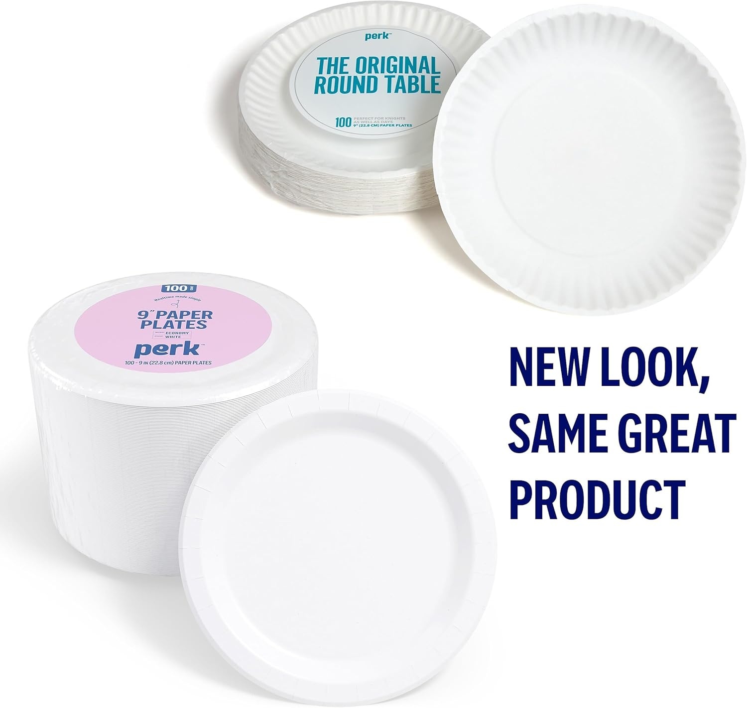 image:imageStaples Perk 85 Inch Paper Plates 500 Count Bulk Medium Weight Microwave Safe Disposable Plates for Everyday Use and Parties100 Pack