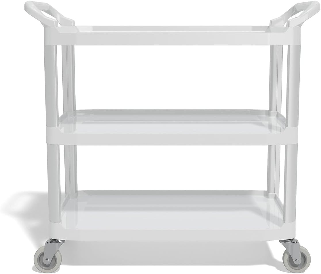 image:imageStaples Plastic Utility Cart with Wheels Gray Lightweight Rolling Utility Cart for Office Home and Storage Use