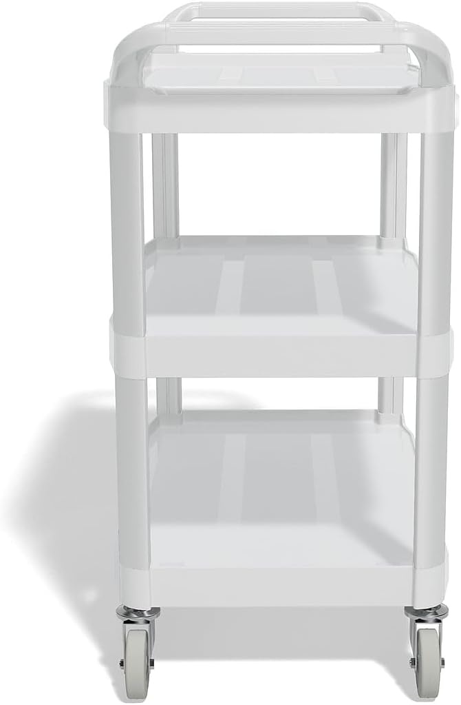 image:imageStaples Plastic Utility Cart with Wheels Gray Lightweight Rolling Utility Cart for Office Home and Storage Use