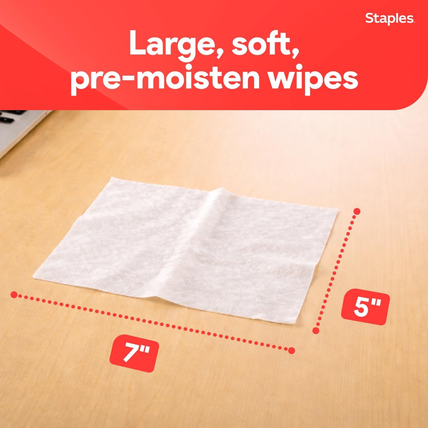 image:imageStaples Screen Cleaning Wipes 100 per Tub Safe for Monitors Laptops amp Electronics 2Pack100 Count Pack of 1