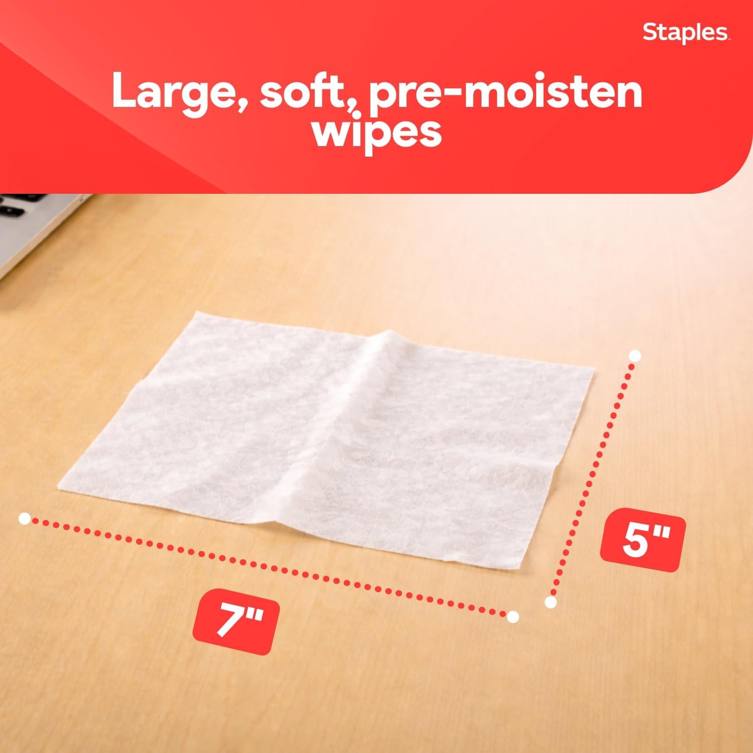 image:imageStaples Screen Cleaning Wipes 100 per Tub Safe for Monitors Laptops amp Electronics 2Pack2 Pack