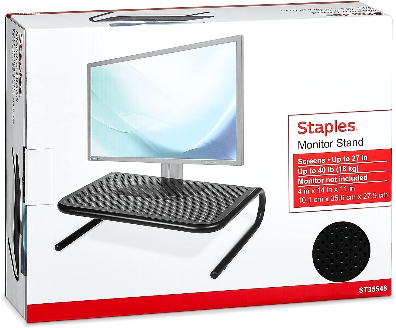 image:imageStaples Standard Steel Monitor Stand Desktop Riser for Monitors Laptops amp Office Workstations BlackUp to 27 Monitor