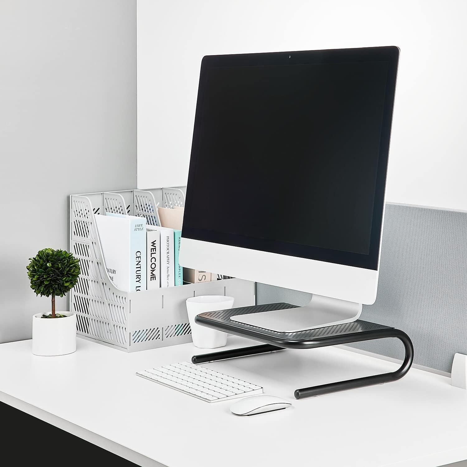 image:imageStaples Standard Steel Monitor Stand Desktop Riser for Monitors Laptops amp Office Workstations BlackUp to 27 Monitor