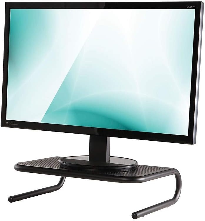 image:imageStaples Standard Steel Monitor Stand Desktop Riser for Monitors Laptops amp Office Workstations BlackUp to 27 Monitor