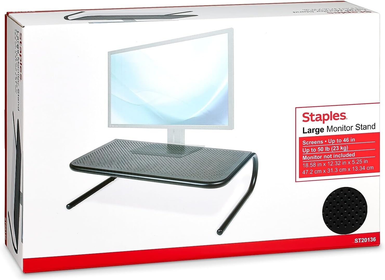 image:imageStaples Standard Steel Monitor Stand Desktop Riser for Monitors Laptops amp Office Workstations BlackUp to 46 Monitor