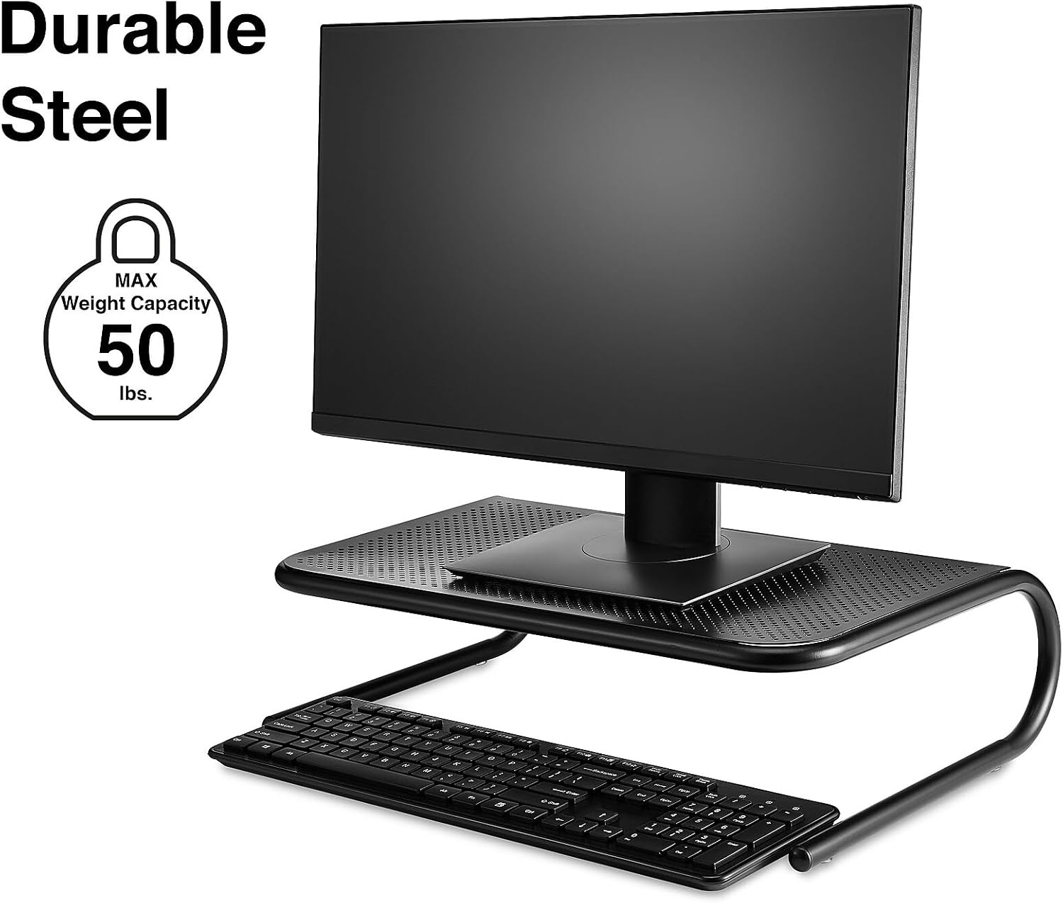 image:imageStaples Standard Steel Monitor Stand Desktop Riser for Monitors Laptops amp Office Workstations BlackUp to 46 Monitor