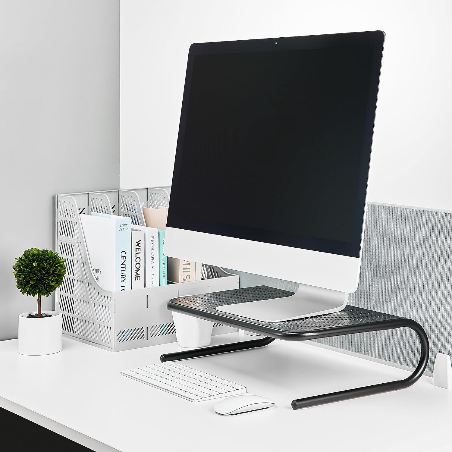 image:imageStaples Standard Steel Monitor Stand Desktop Riser for Monitors Laptops amp Office Workstations BlackUp to 46 Monitor