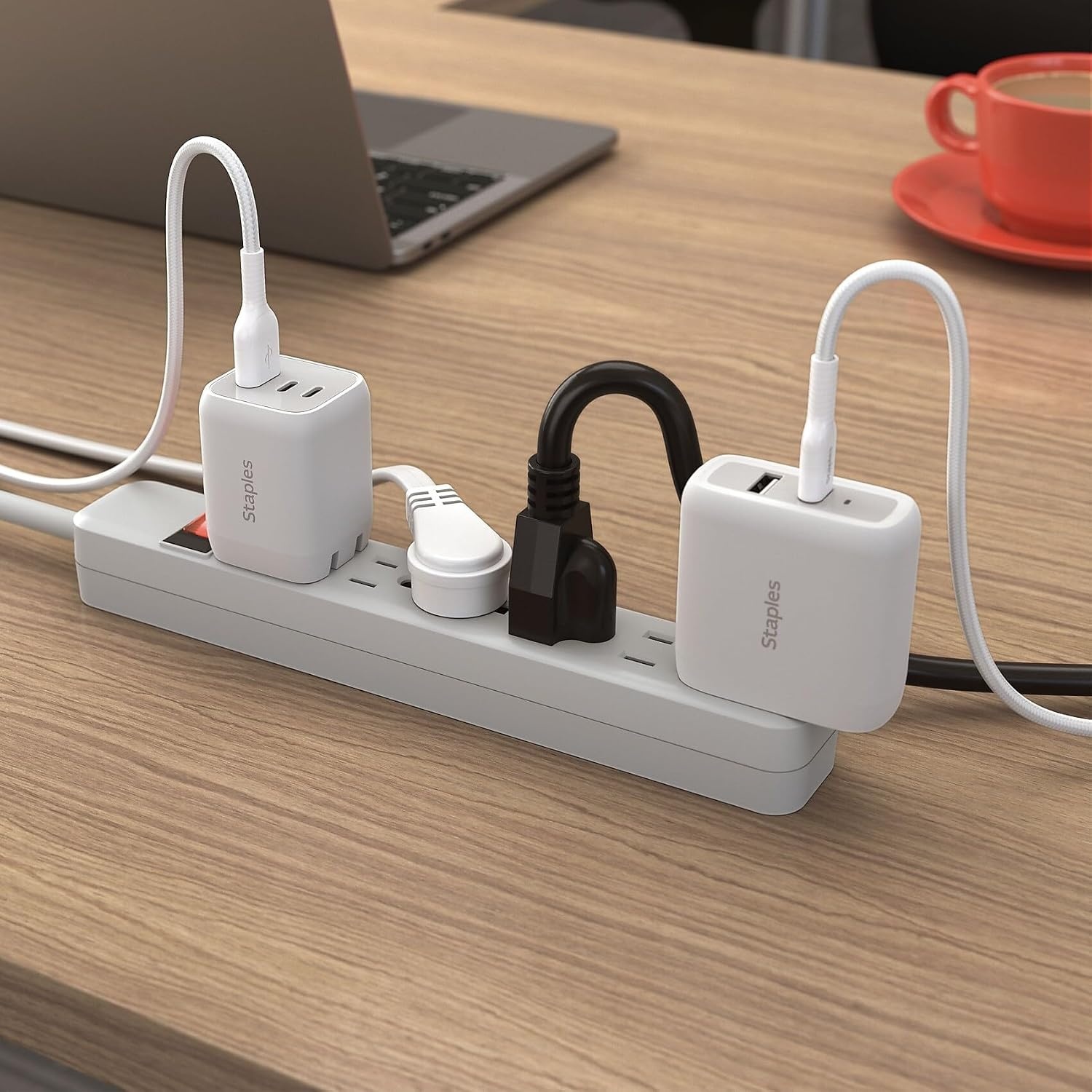image:imageStaples TECH 6Outlet Power Strip 3 ft Extension Cord for Home Office amp Dorm Room Use White 3Pack1 Pack