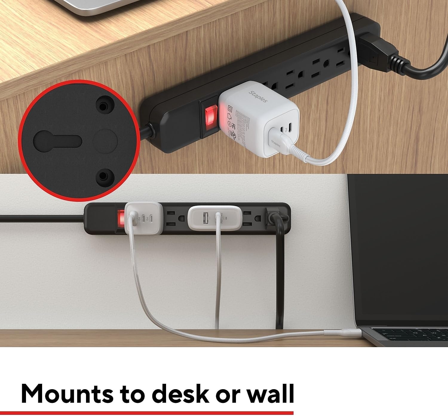 image:imageStaples TECH 6Outlet Power Strip 3 ft Extension Cord for Home Office amp Dorm Room Use White 3Pack1 Pack