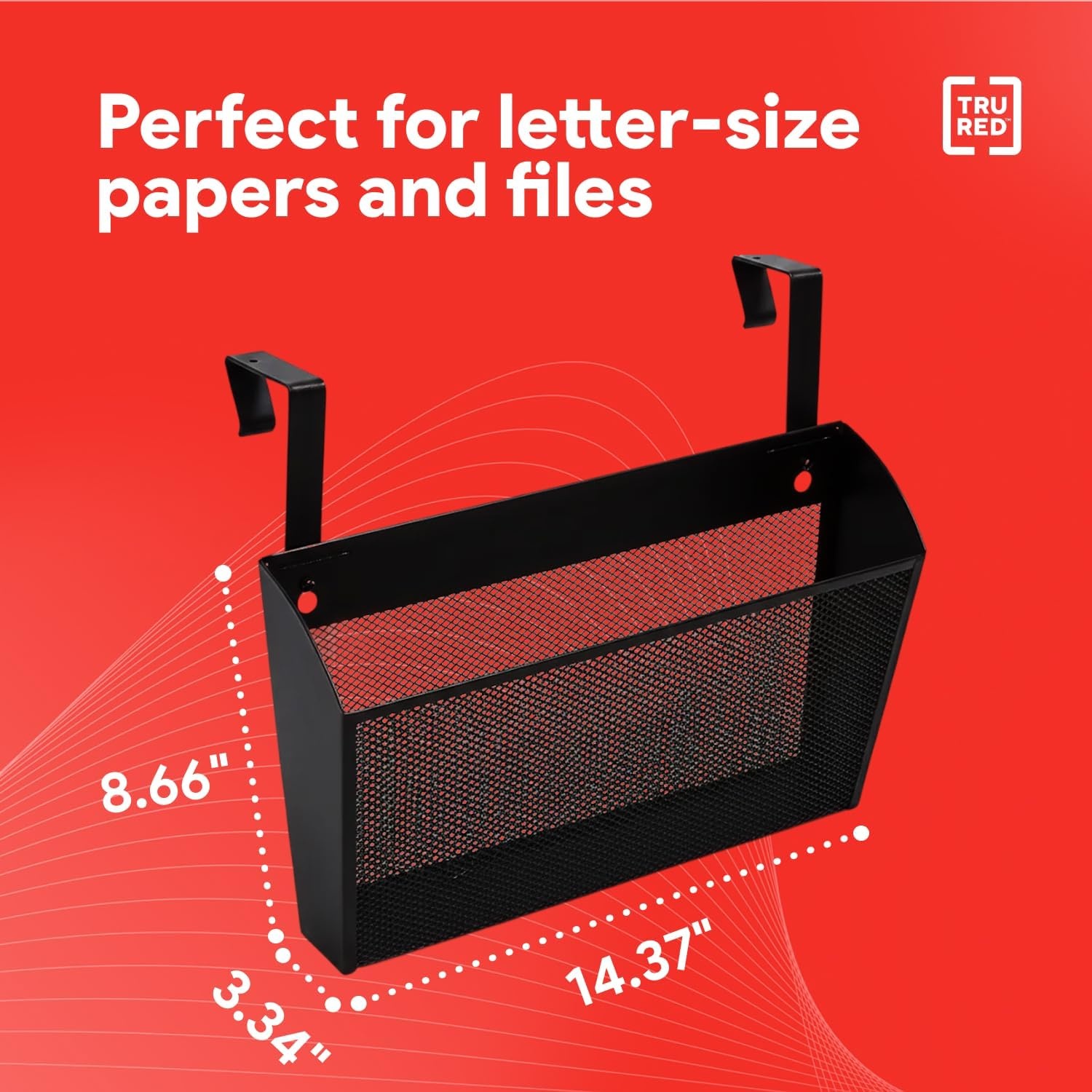 image:imageStaples TRU RED Mesh Letter Wall File 1 Pocket Black Wall Mounted File Organizer for Mail Documents and Quick Access Storage1 Pack