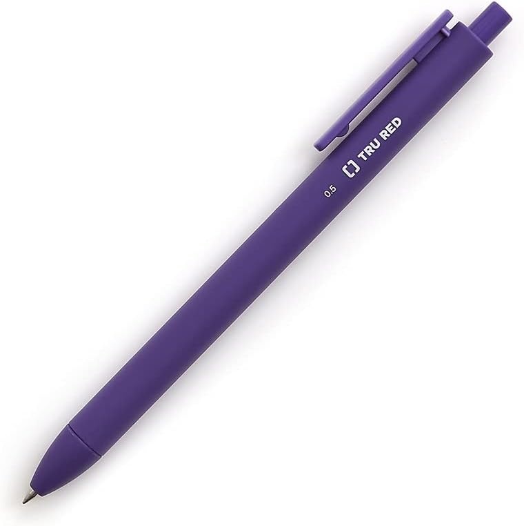 image:imageStaples TRU RED Retractable Gel Pens Medium Point 07mm Blue Ink 12 Pack QuickDry Pens for Smooth SmearFree WritingAssorted