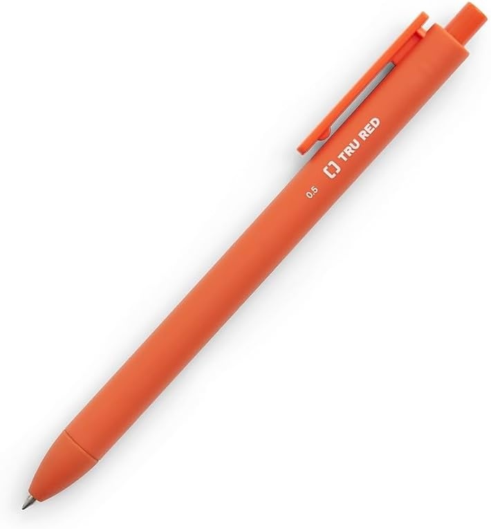 image:imageStaples TRU RED Retractable Gel Pens Medium Point 07mm Blue Ink 12 Pack QuickDry Pens for Smooth SmearFree WritingAssorted
