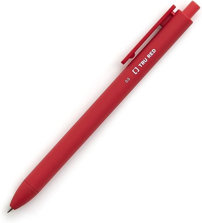 image:imageStaples TRU RED Retractable Gel Pens Medium Point 07mm Blue Ink 12 Pack QuickDry Pens for Smooth SmearFree WritingAssorted