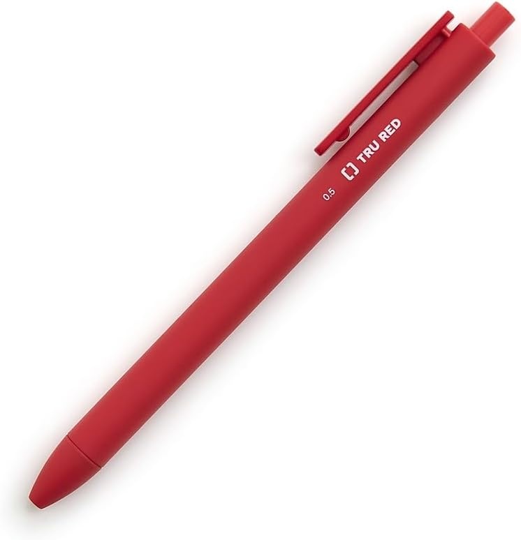 image:imageStaples TRU RED Retractable Gel Pens Medium Point 07mm Blue Ink 12 Pack QuickDry Pens for Smooth SmearFree WritingAssorted