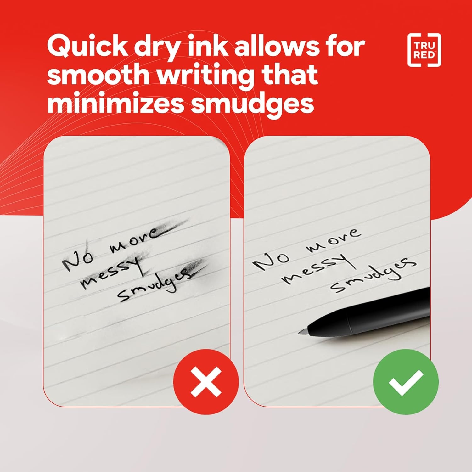 image:imageStaples TRU RED Retractable Gel Pens Medium Point 07mm Blue Ink 12 Pack QuickDry Pens for Smooth SmearFree WritingBlack