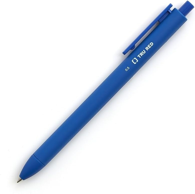 image:imageStaples TRU RED Retractable Gel Pens Medium Point 07mm Blue Ink 12 Pack QuickDry Pens for Smooth SmearFree WritingBlue