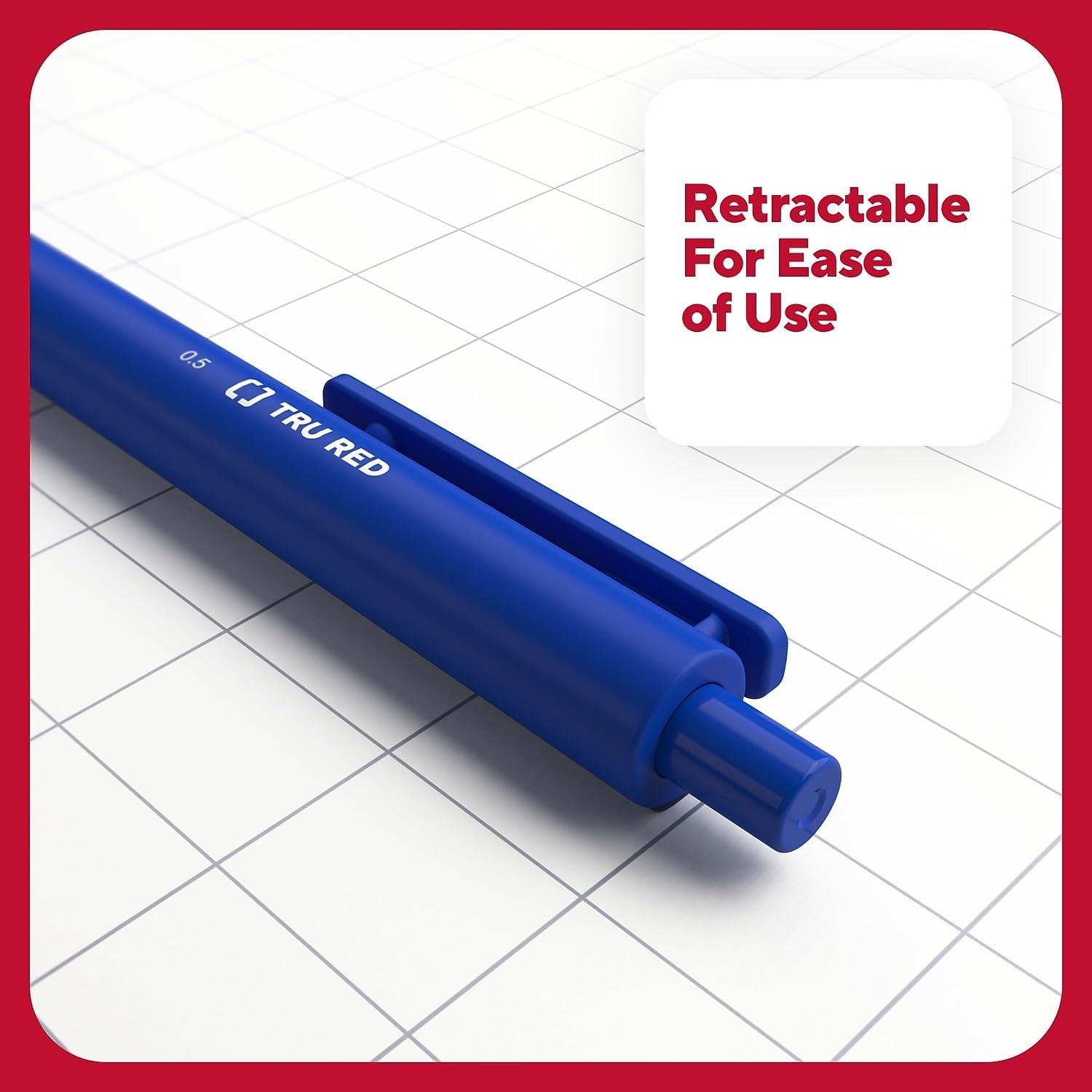image:imageStaples TRU RED Retractable Gel Pens Medium Point 07mm Blue Ink 12 Pack QuickDry Pens for Smooth SmearFree WritingBlue