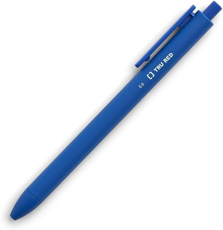 image:imageStaples TRU RED Retractable Gel Pens Medium Point 07mm Blue Ink 12 Pack QuickDry Pens for Smooth SmearFree WritingBlue