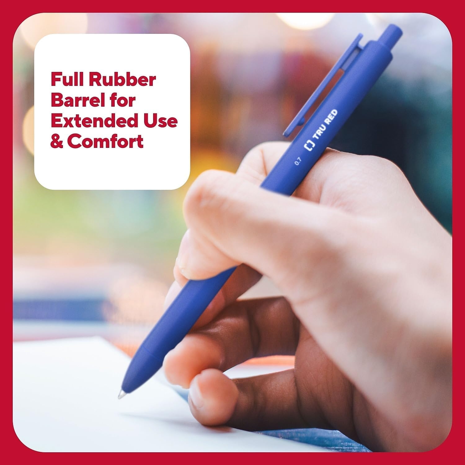 image:imageStaples TRU RED Retractable Gel Pens Medium Point 07mm Blue Ink 12 Pack QuickDry Pens for Smooth SmearFree WritingBlue