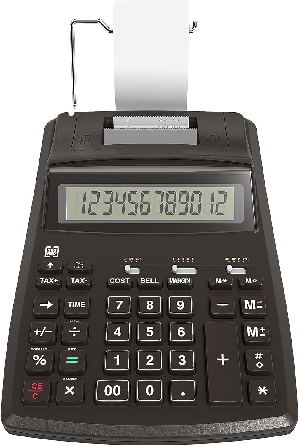image:imageTRU RED 12Digit Desktop Printing Calculator Black Paper Tape Printing Large Display Office Accounting amp Business Use