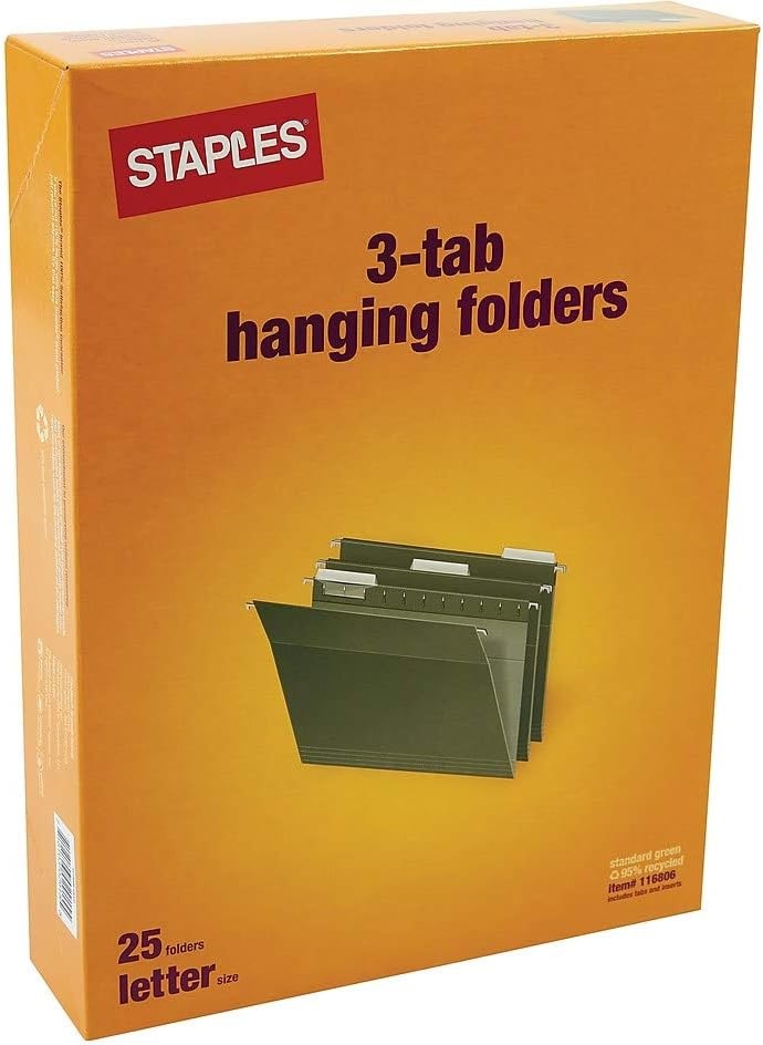 image:imageTRU RED Hanging File Folders Letter Size 5Tab Standard Green HeavyDuty Construction 250Box3Tab