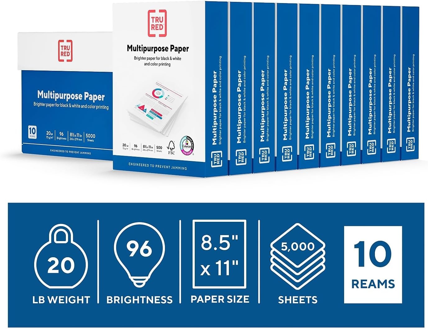 image:imageTRU RED Printer Paper 85 x 11 inch 20 lbs For Office School amp Home85 x 11