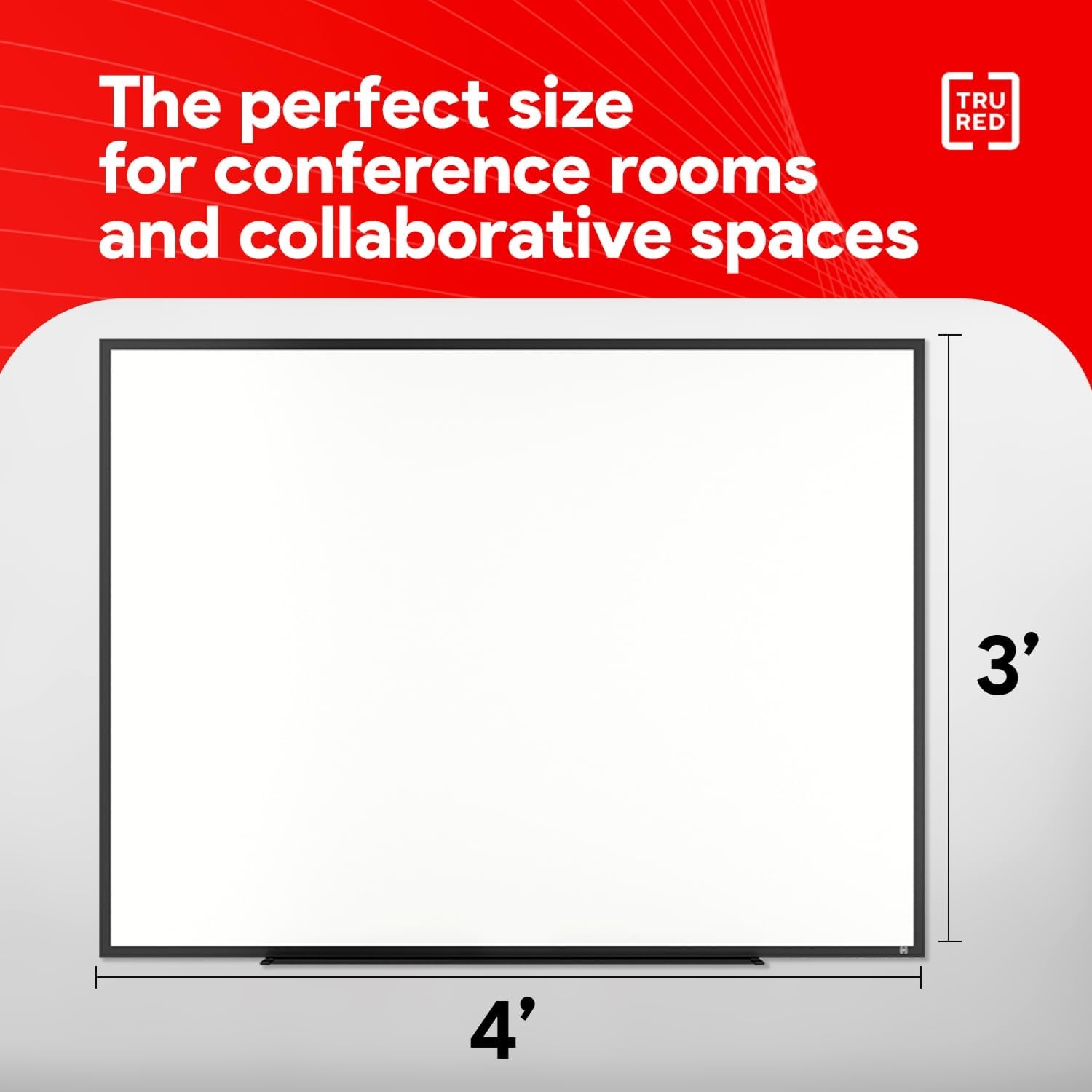 image:imageTRU RED Steel Magnetic Whiteboard Dry Erase Board for Wall White Board with Satin Frame 2 ft x 15 ftBlack