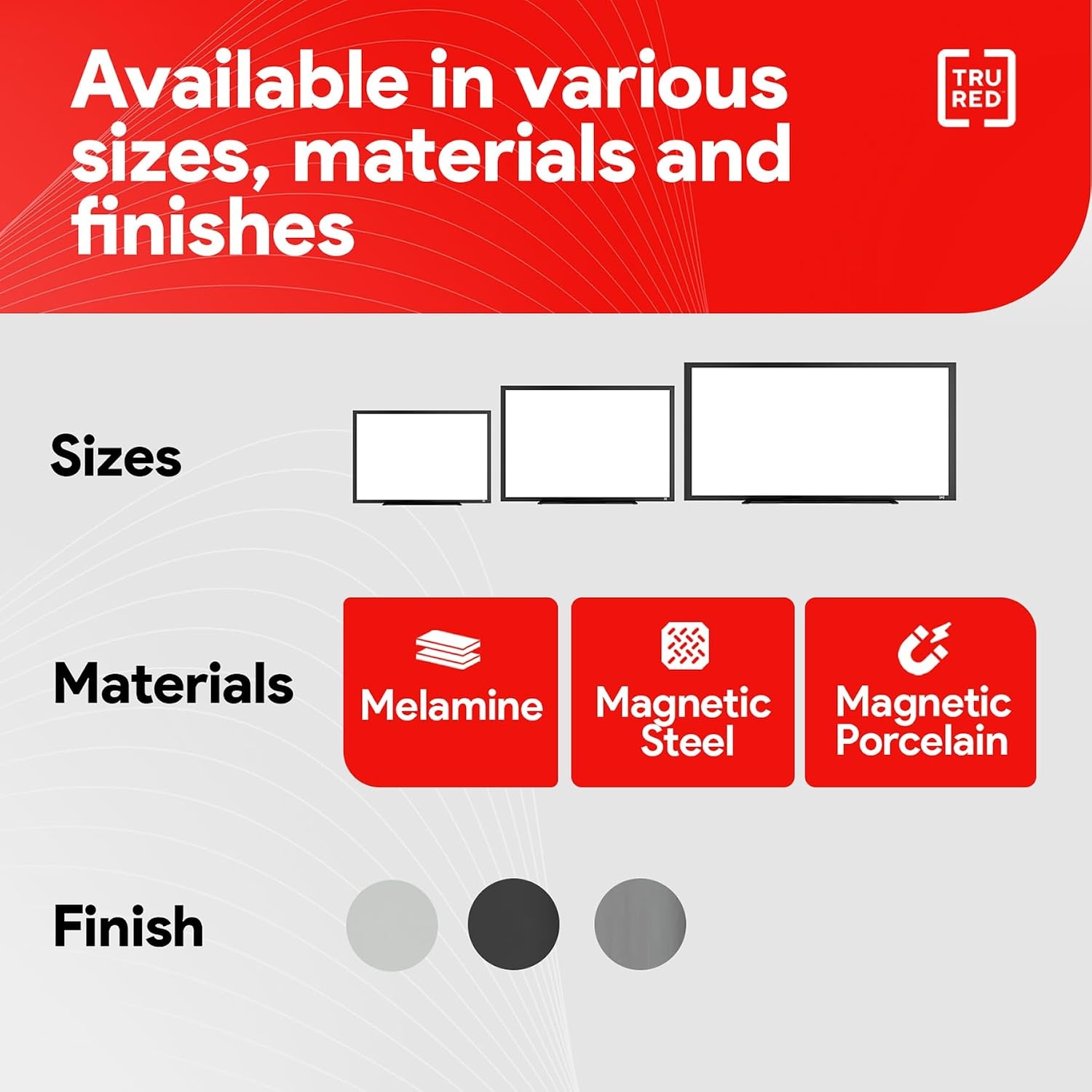 image:imageTRU RED Steel Magnetic Whiteboard Dry Erase Board for Wall White Board with Satin Frame 2 ft x 15 ftBlack