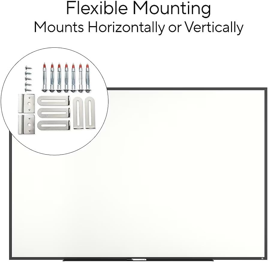 image:imageTRU RED Steel Magnetic Whiteboard Dry Erase Board for Wall White Board with Satin Frame 2 ft x 15 ftBlack